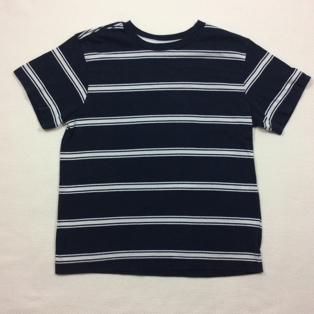 Boys Navy Blue Stripe T Shirt Sz M (8) Old Navy